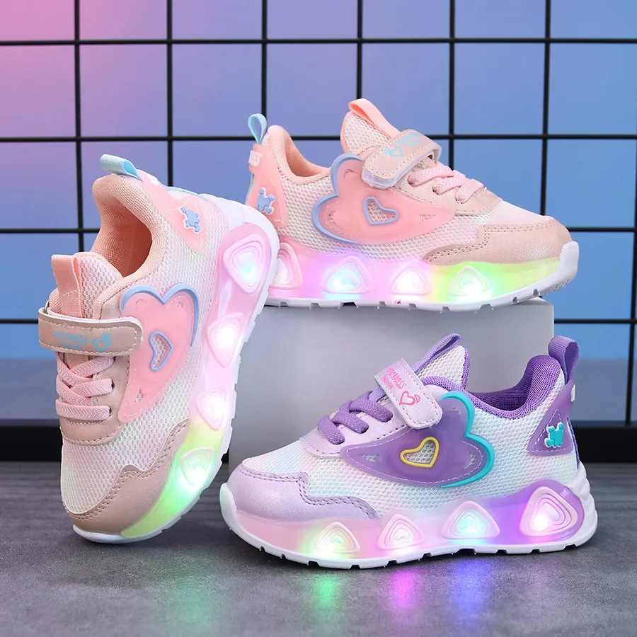 New Children's Sneakers LED Light Illuminated Children's Shoes Boys and Girls Mesh Breathable Casual Sports Shoes 1-6 Year Old 3