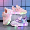 New Children's Sneakers LED Light Illuminated Children's Shoes Boys and Girls Mesh Breathable Casual Sports Shoes 1-6 Year Old 3