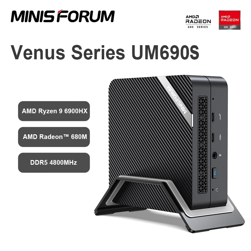 MINISFORUM 미니 PC, AMD Ryzen 9 6900HX 미니 컴퓨터, 윈도우 11, DDR5, 32GB, 512GB, SSD, 블루투스, WIFI6E, 8K 게임용 미니 PC, UM690S