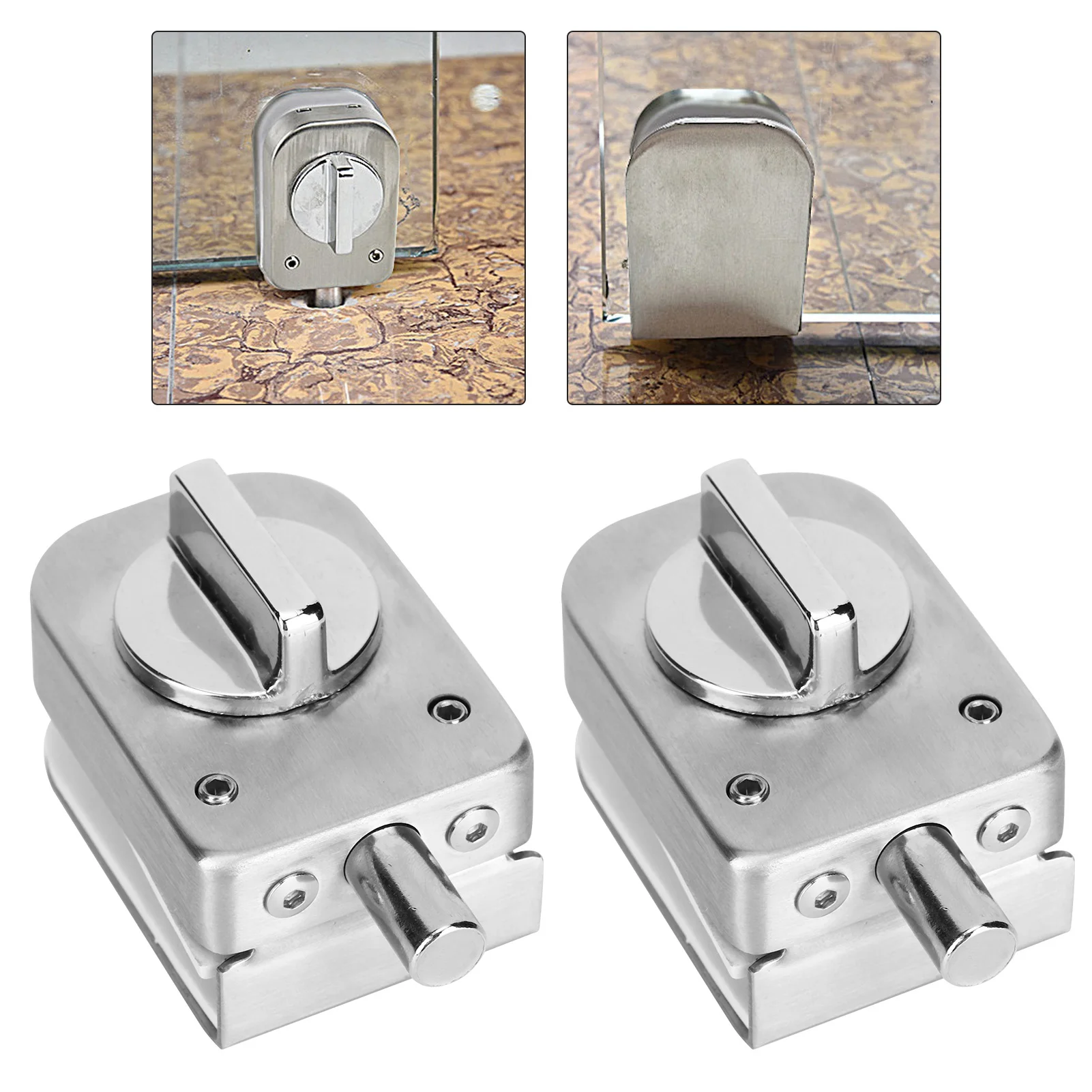 2 Set Stainless Steel Cabinet Door Lock for Bathroom Toilet Shop Glass Doors Lock Cabinet Door