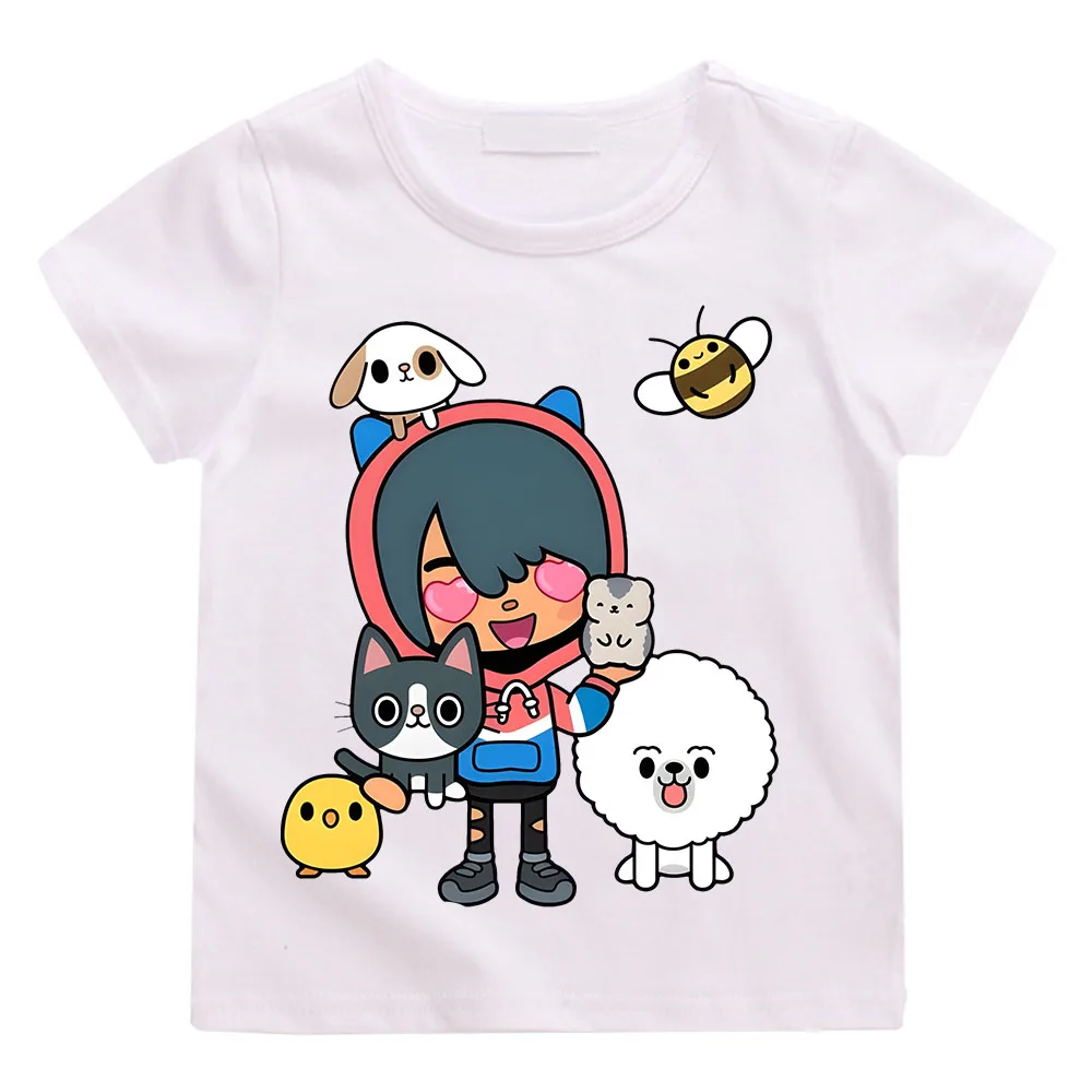 

Children's 2D T-shirt Toca Life World Print T Shirt for Kids Toca Boca Cartoon Short Sleeve Girls Cute Summer Tops Tee Camiseta