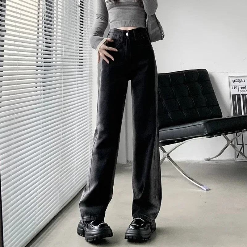 Jean Femme Taille Haute Coupe Droite - Denim élastique Baggy - Vintage, Confortable Pour Tous Les Jours - 3