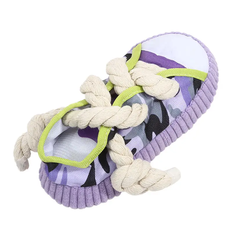 1PC Dog Toys Shoes Pet Cotton Rope Slippers Sound Making Toys Teeth Cleaning Built-in BB Airbag Round Ball Bell Various