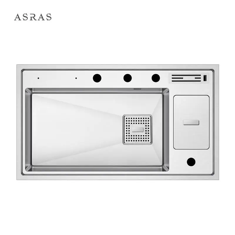 304 Stainless Steel Kitchen Sink, Panel Thickness 4mm, Depth 220mm 860x490x220mm 8649L ASRAS