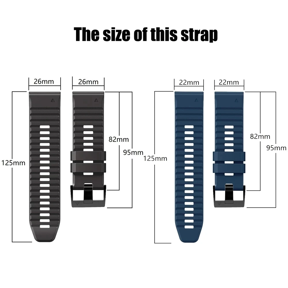 Enhanced Silicone Quickfit Watch Band Bracelet, 22-26mm (Various Models)