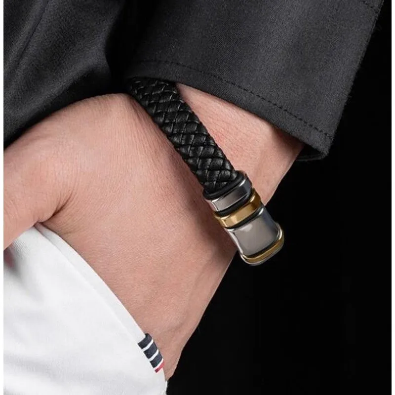 Personality Fashion Trend Leather Bracelet Hip Hop Chic Charm Punk Bracelet Couples Holiday Gift Jewelry Accessories