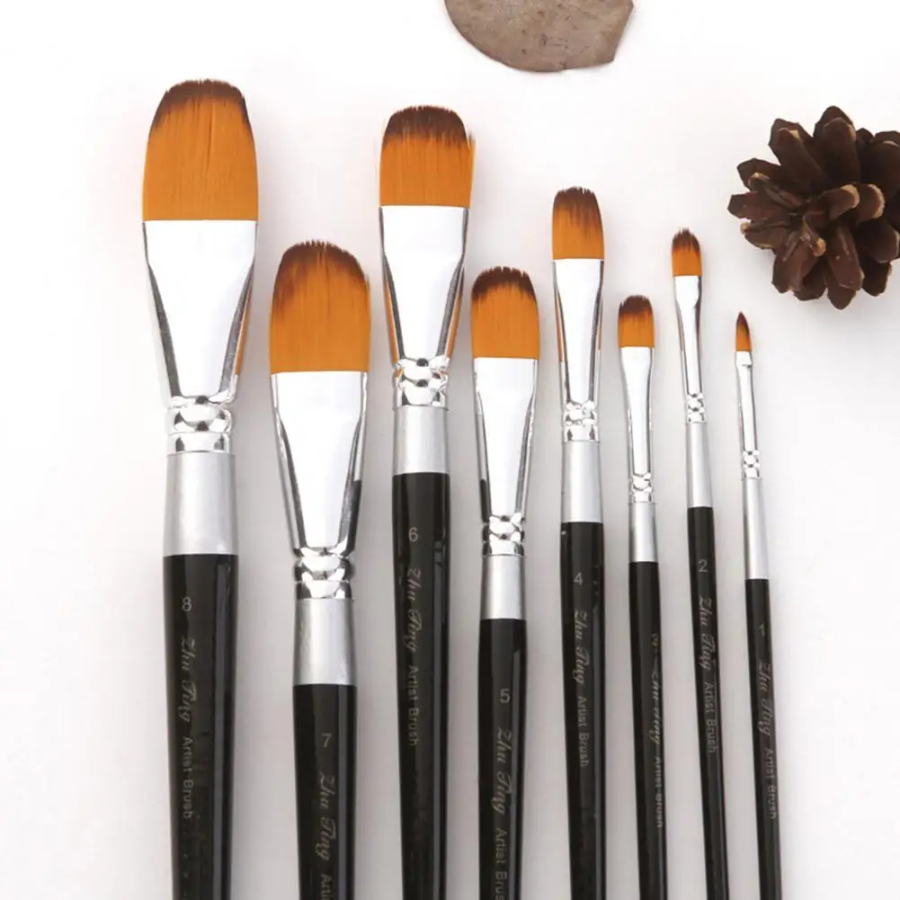 8Pcs/Set Universal Good Absorption Anti-deformed Different Shape Nylon Hair Artist Painting Brush School Supply