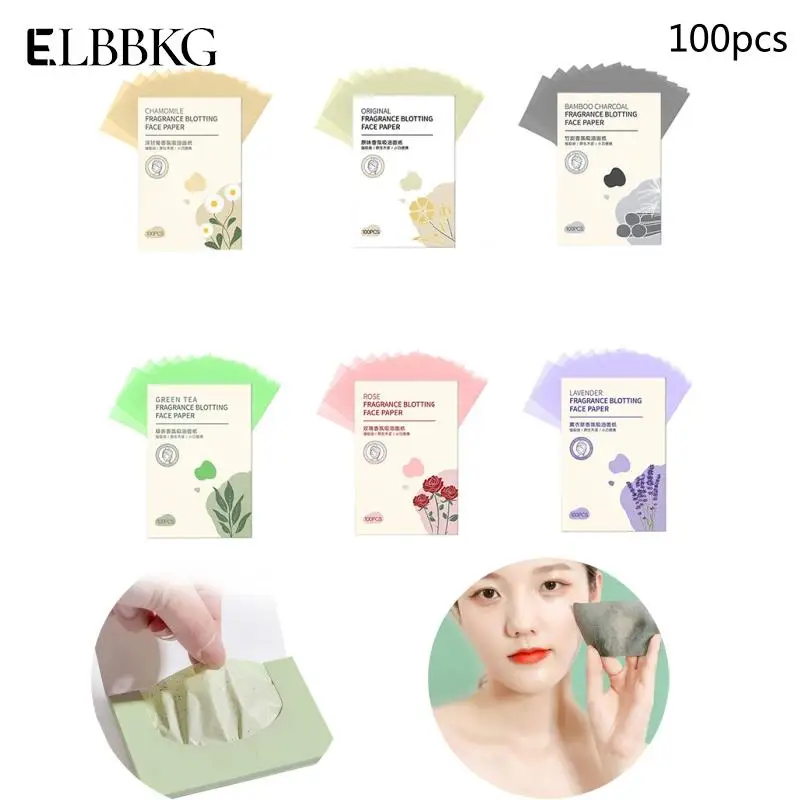 100Pcs/Box Face Oil Blotting Paper Portable Glossy Face Wipes Facial Cleanser Oil Control Oil-absorbing Face Cleaning Tools