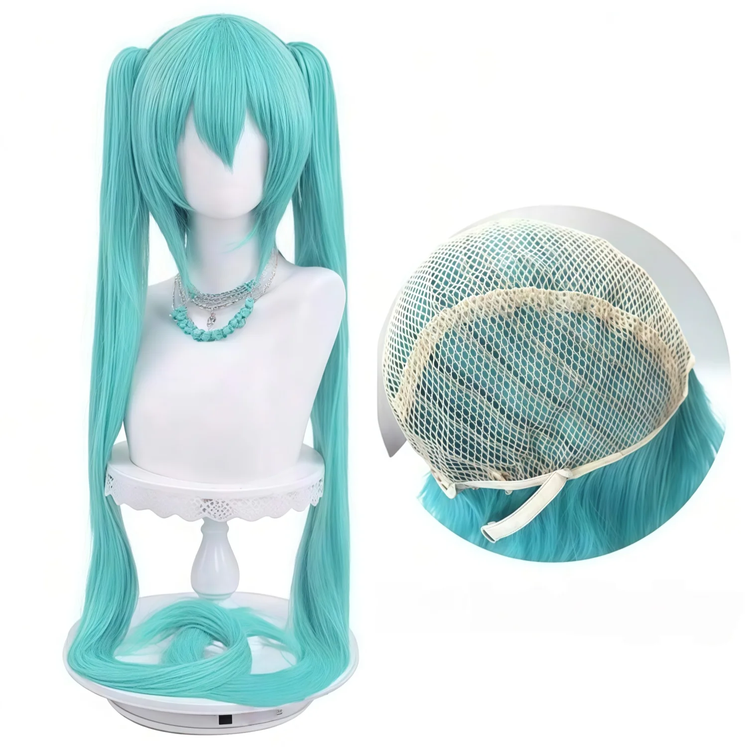Long synthetic fiber wig in green anime style suitable for daily wear, birthdays ,heat-resistant fiber,role-playing 5