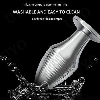 Metal wireless remote control anal plug wave pattern anal plug vibrator charging powerful men and women anal plug sex toy UYO 6