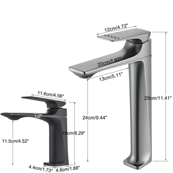 สีดําก๊อกน้ําห้องน้ําดาดฟ้าติดตั้งห้องน้ําอ่างล้างจานแตะเดี่ยวอ่างล้างหน้าก๊อกน้ํา Chrome/ สีขาว/สีเทา/Brushed Gold 2