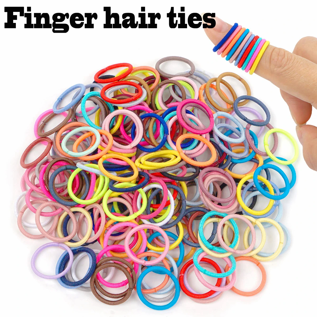 100PCS Baby Hair Ties, 36 Multicolors 2cm in Diameter No Crease Finger Rubber Hair Elastics,Small Thin Hair Ponytail Holders Hai