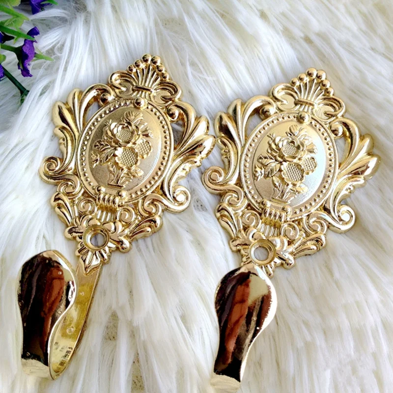 2pcs Retro Metal Curtain Holder Hooks for Window Drapery Holdback Hanging Hooks Hats Bag Key Wall Hanger Organizer Home Decor