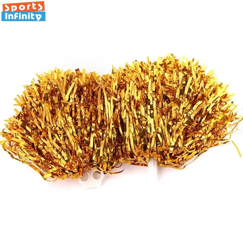 Lightweight Cheerleading Pom Poms with Handle Cheer Balls Gold Silver Pink Red Blue for Hand Dance Girl Kids Pompoms Accessories