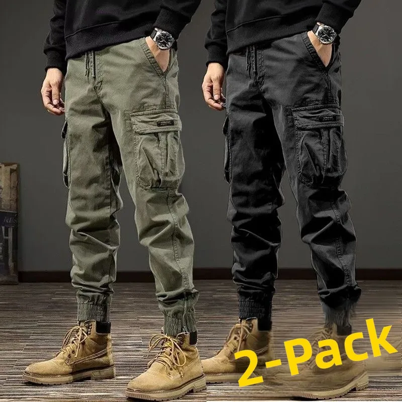 American Sle Work Trousers for Men with Multiple kets Loose Fit Outdoor Wearable Durable Cuffed Pants Polyester Fiber
