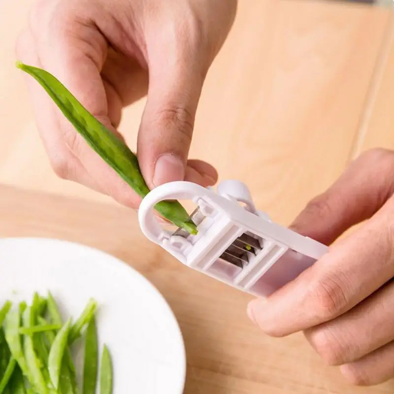 Green Bean Cutter Lightweight Bean Slicer Cutter White Kitchen Equipment Food Grade Material Remover Peeler Grater for French