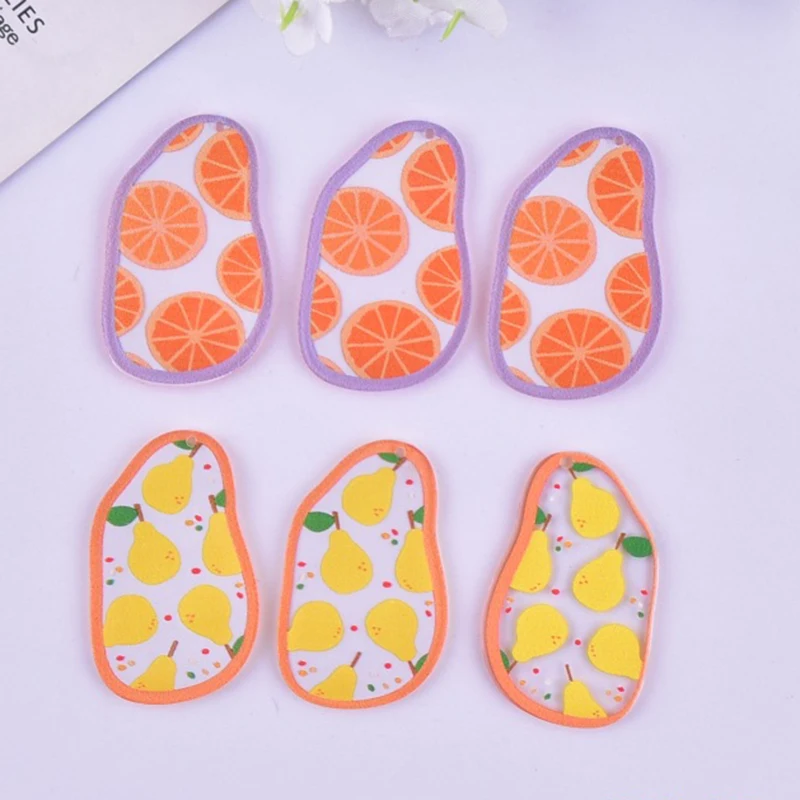 

10Pcs Acrylic Charms Cute Fruit Orange Lemon Pendant for Earring Necklace Keychain Bracelet DIY Jewelry Make
