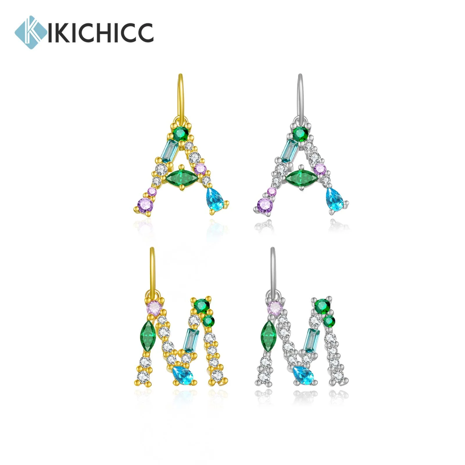 

KIKICHICC 925 Sterling Silver 26 Letter Green Spring Letter Initial Alphabet Charm Beads Pendant For Women Bracelet Necklac