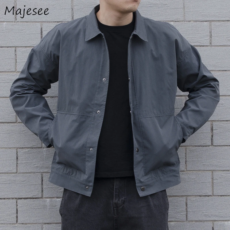 

Jackets Men Pure Color All-match Streetwear Handsome Casual Ulzzang Teens Male Clothing Popular Japanese Fashion Cool Cargo Ins