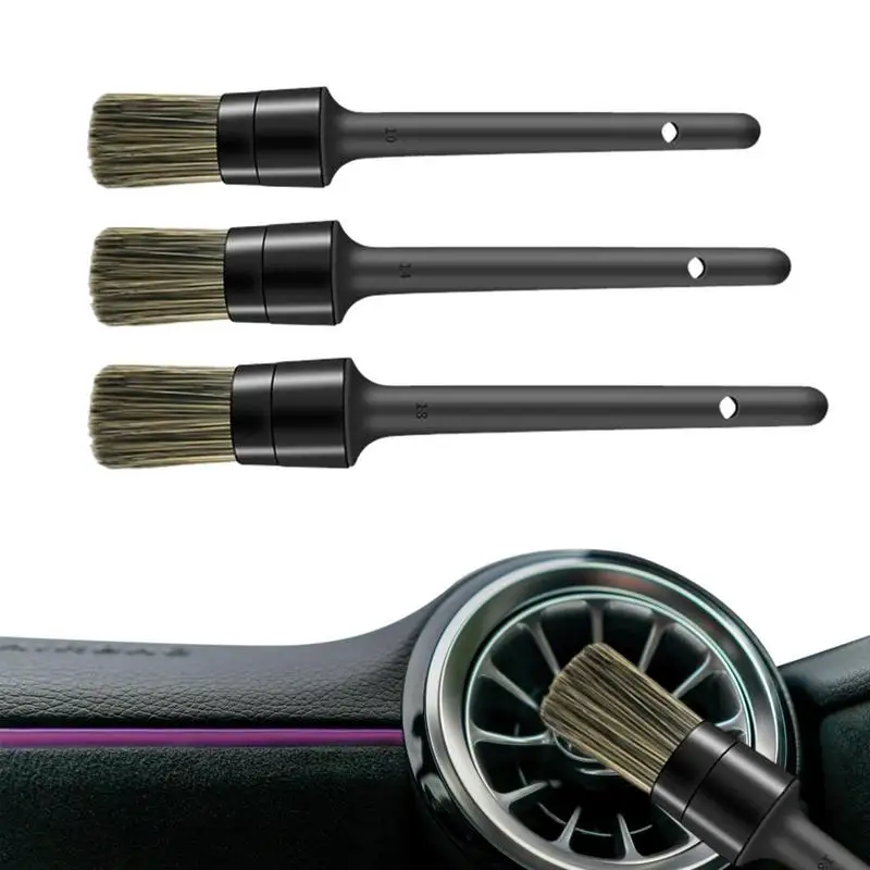 

Detailing Brush Set 3 Different Sizes Interior Detailing Kit Handle Automotive Detail Brushes For Cleaning Wheels Engine