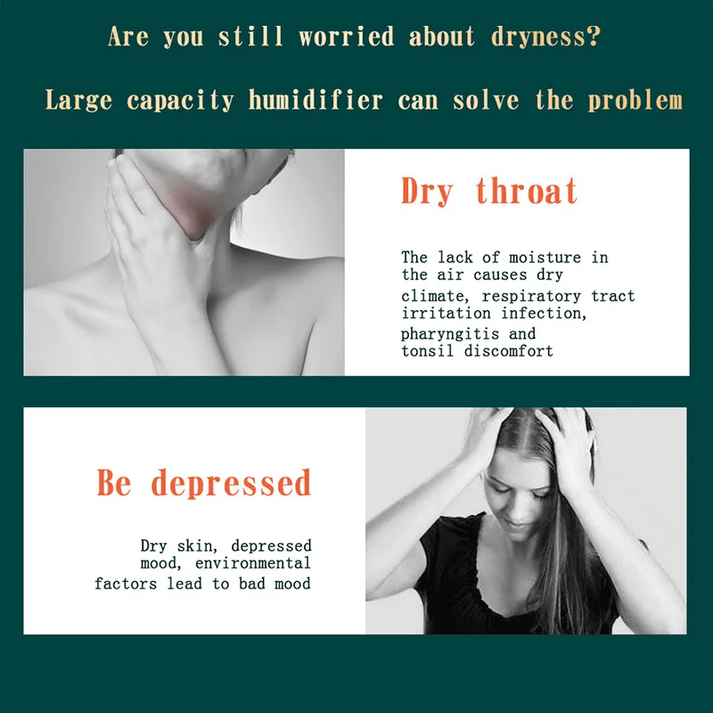 2000ML Large Capacity USB Air Humidifier With Double Spray Port Essential Oil Aromatherapy Cool Mist Maker For Home Office