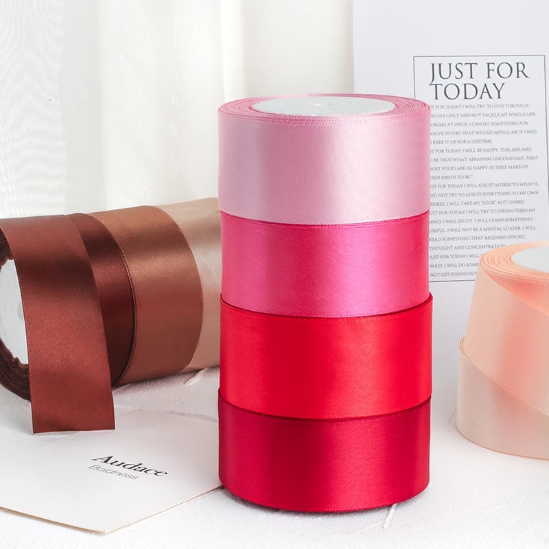 Satin Ribbon 25Yards 6/10/15/20/25/40/50mm Gift Packing Christmas Party Decoration Handmade DIY