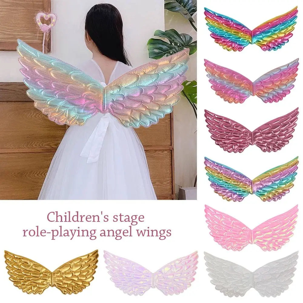 

Rainbow Fairy Angel Wings Universal Stage Performance Birthday Party Decoration Baby Shower Shiny Kids Gift