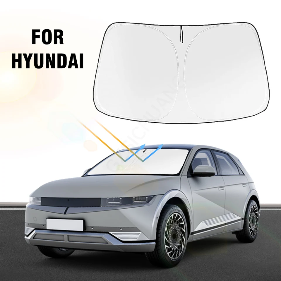LANFAT Custom Fit Windshield Sun Shade For Hyundai Tucson, Santa Fe, Elantra, Sonata, Ioniq 5, Kona - Blocks Heat & UV - View #3