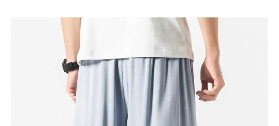 Description Picture 5 of item2022 Men Wide Leg Pants Summer Streewear Cotton Linen Loose Jogging Pants Male Harajuku Style Sweatpants Men Casual Trousers 3XL