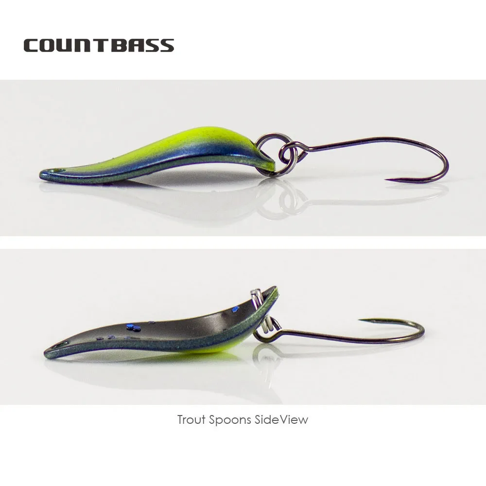 COUNTBASS 3/32oz 2.5g Trout Spoons With Barbless Hook UV Colors Fishing  Baits Pike Angler's Lures