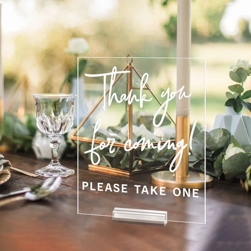 Thank You For Coming Favors Please Take One Clear Glass Look Acrylic Wedding Sign Dessert Table Birthday Party Decoration