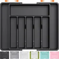 Silverware Drawer Organizer Expandable Utensil Tray for Kitchen Adjustable Flatware and Cutlery Holder for Spoons Forks Knives 1