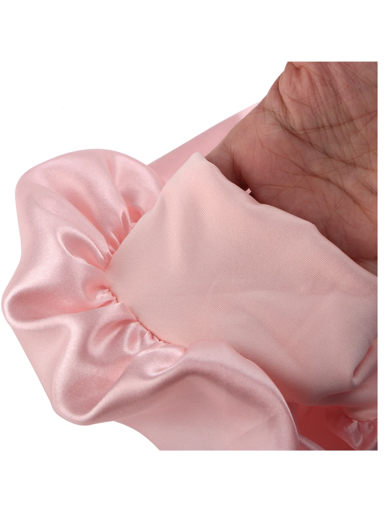 Normal adult sized Head Wrap Elastic Band Bonnet sleep cap Satin Silky Bonnet Sleep Black Pink color choice 4
