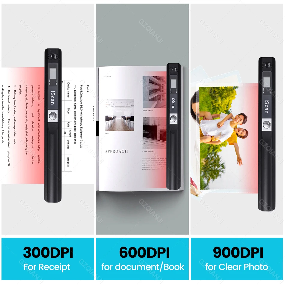 ISCAN A4 Scanner Portable Mini Document Scanner JPG/PDF Format Image Handheld Scanner Photos Book Text Scanning with LCD Display