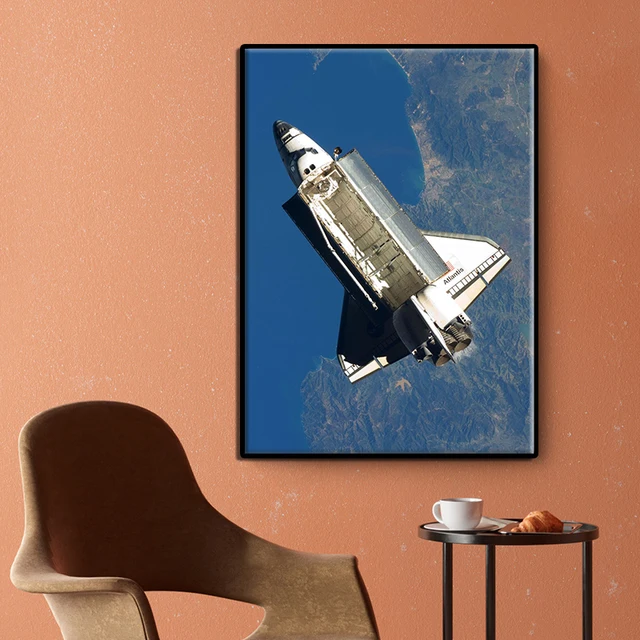 Póster e impresión de astronauta, cohete espacial, luna de lanzamiento, pintura en lienzo, arte de pared, imagen, decoración del hogar 1