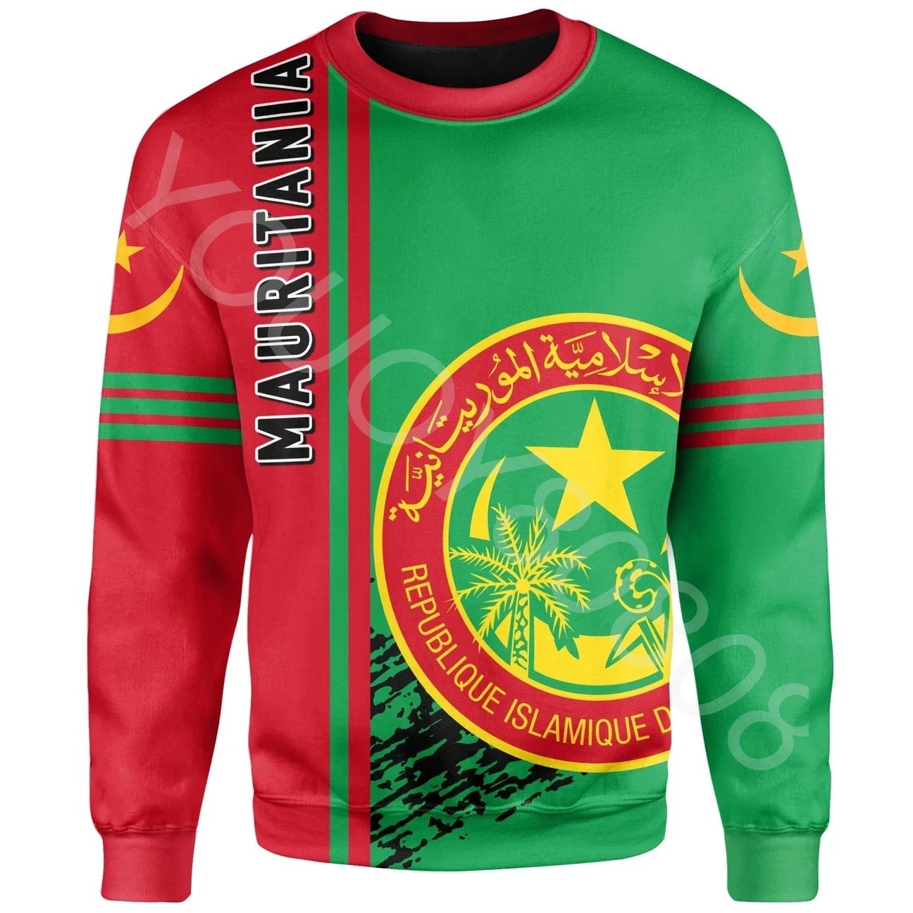 

New Casual Street Style Sweatshirt 3D Print African Zone Sweatshirt Mauritania Quarterly Style Sweater Crew Neck Sweatshirt