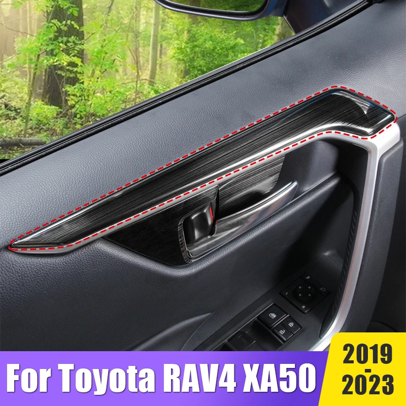 

Car Interior Door Handle Frame Cover Sticker Trims For Toyota RAV4 XA50 2019 2020 2021 2022 2023 RAV 4 Hybrid Auto Accessories