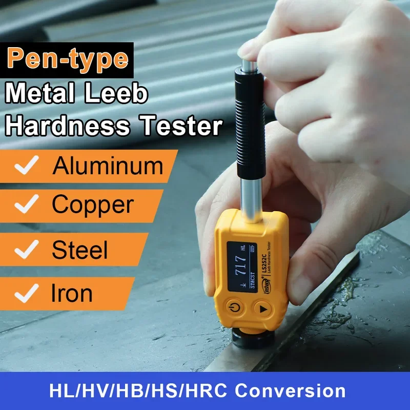 Handheld Leeb Hardness Tester Portable Metal Durometer Digital Hardness Tester High Accuracy Type C for Small Mass LS252C