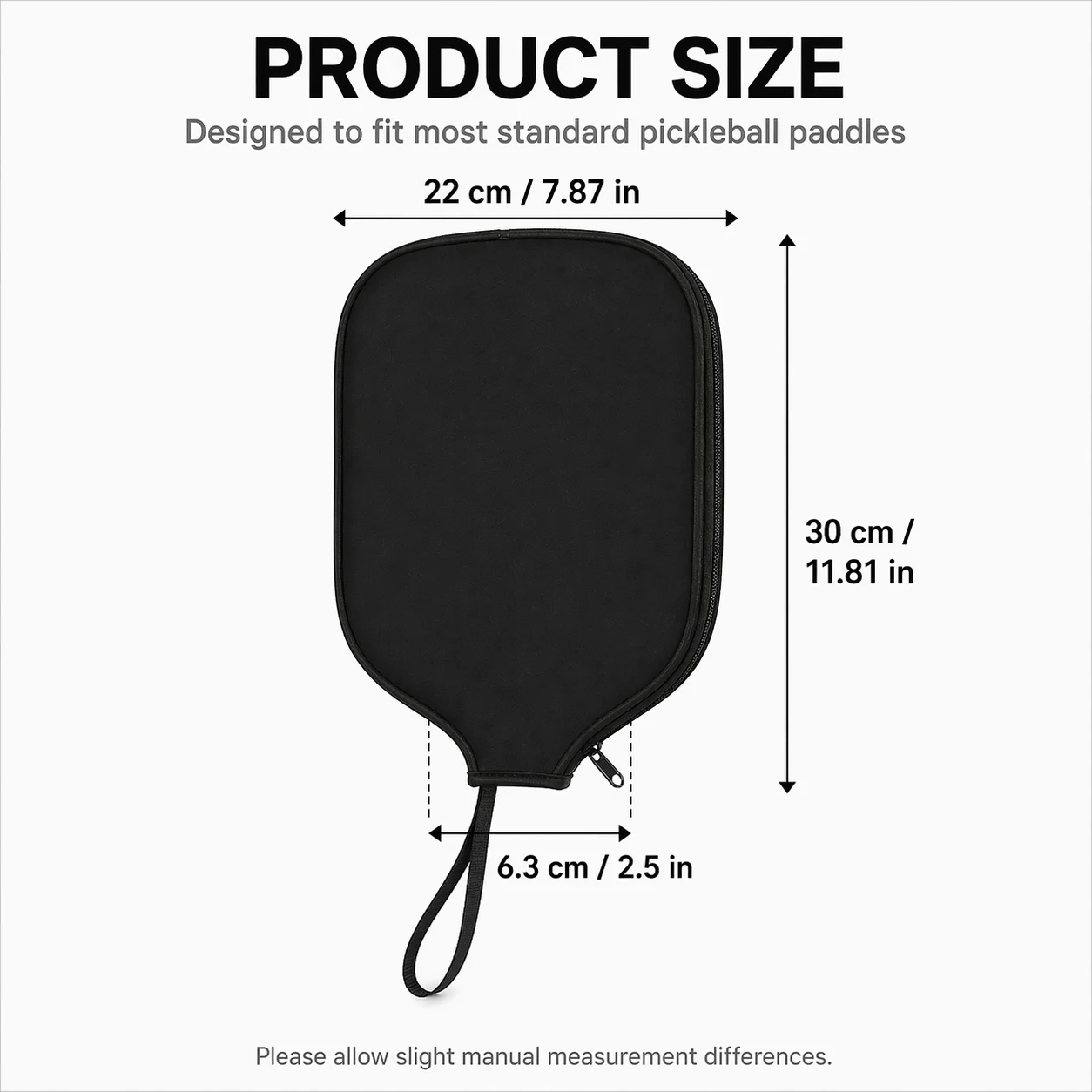 피클볼 패들 커버 표준 패들용 안전한 지퍼가 있는 가벼운 네오프렌 패들 케이스로 먼지 및 긁힘으로부터 보호합니다.