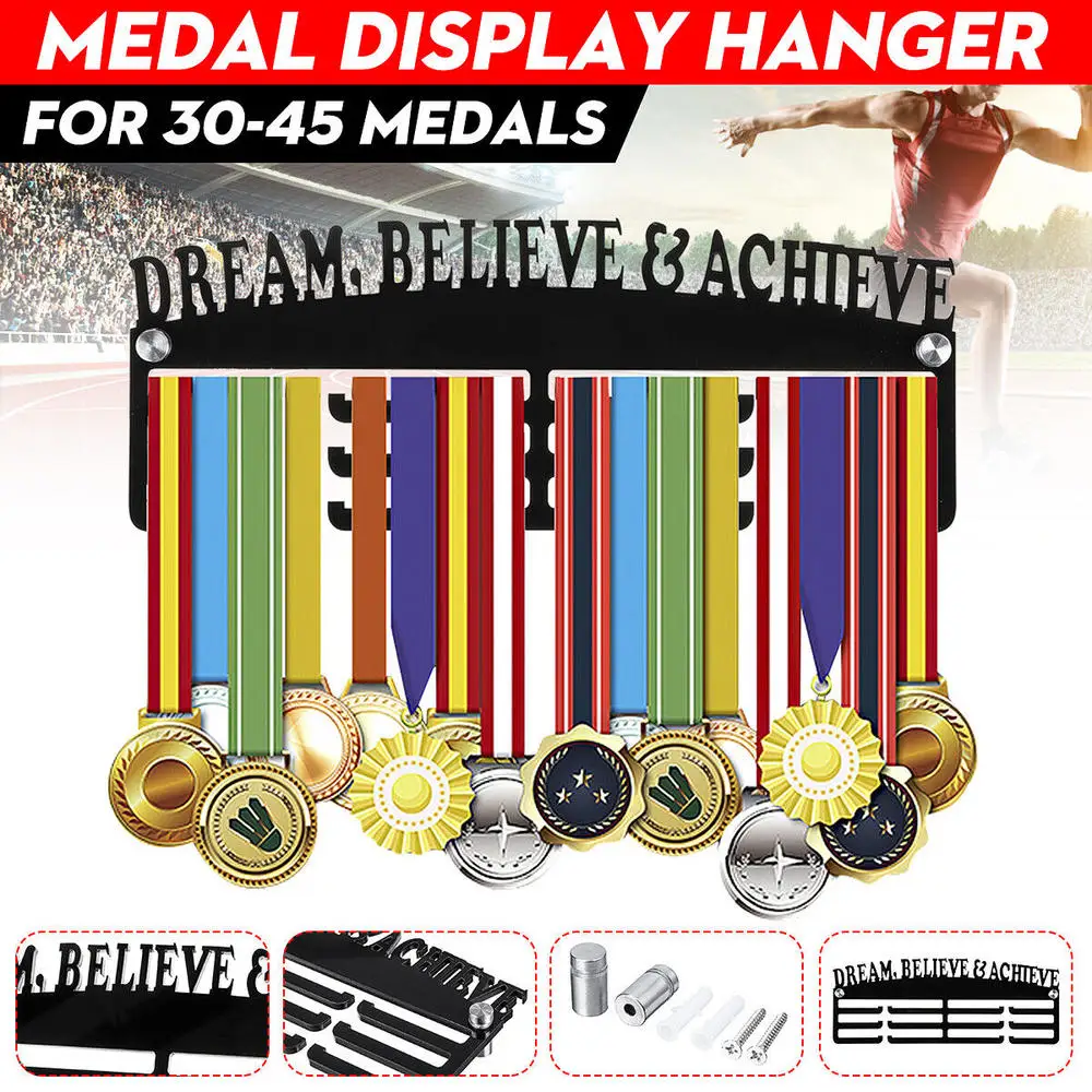 Colgador de medallas de acrílico de 3 niveles, estante negro inspirador,  soporte de acero inoxidable, exhibición de medallas deportivas - AliExpress