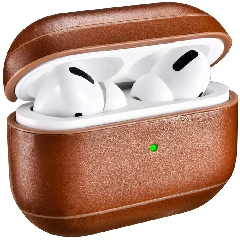 

Чехол из натуральной кожи для AirPods Pro Чехол, роскошный кожаный защитный чехол в стиле ретро для наушников Apple AirPods Pro с Bluetooth
