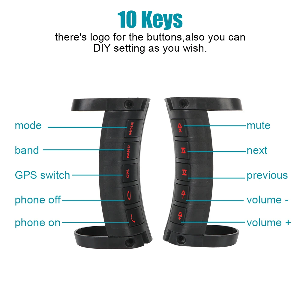 Car Steering Wheel Buttons 10 Keys For Radio DVD GPS Andriod Player Wireless Control Switch LED Backlight Bluetooth Accessories steering wheel remote control wireless remote controller media remote controller wireless media remote wireless media controller steering wheel control button wireless remote control