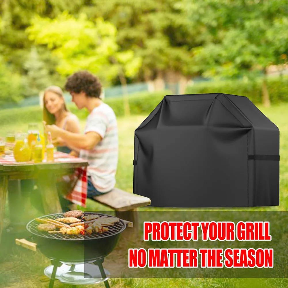 58 inch BBQ Gas Grill Cover for Outdoor Grill, Waterproof, Rip-Proof with Hook-and-Loop Straps & Adjustable Hem Drawstring