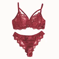 Lingerie et sous-vêtements pour femmes, soutien-gorge à armatures et culotte brésilienne à bretelles en dentelle fantaisie, style victoria 4