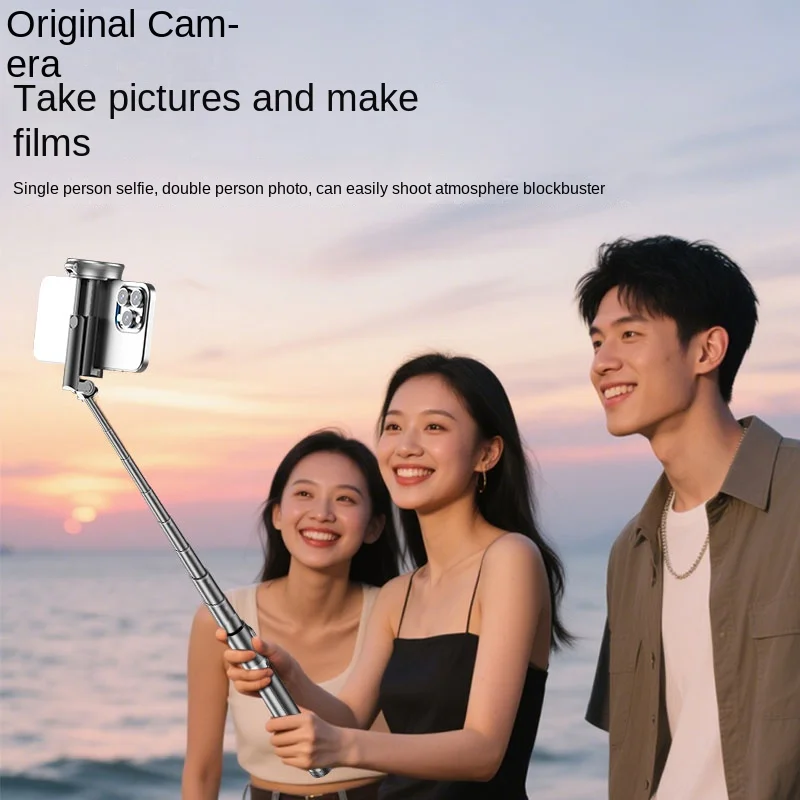 Auto Pop-Open Selfie Stick Tripod with Bluetooth Remote and Optional Fill Light - Image 4