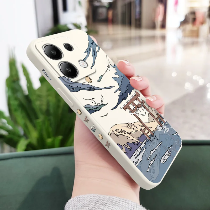 Liquid Silicone Cover with Snowy Gate Design - Premium Phone Case
