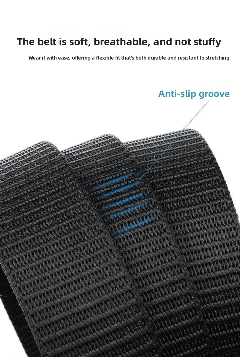 Herren Taktischer Gürtel mit Automatischer Metallschnalle Lässiger Nylon-Gürtel Schwarzer Gewebter Atmungsaktiver Canvas-Gürtel Modischer Outdoor-Sport-Jeansgürtel – Detail 5