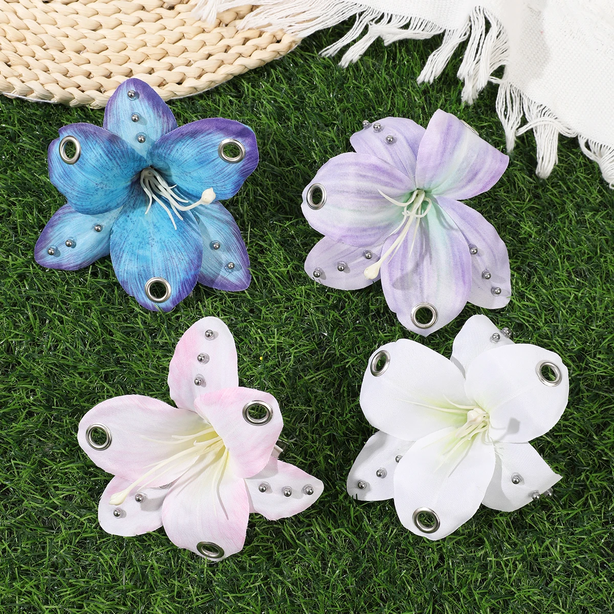 Flower Metal Hole Hair Clip Women Beach Hawaii Bohemia Hairpin Side Clip Styling Photo Hair Clip Barrette Hair Accessories