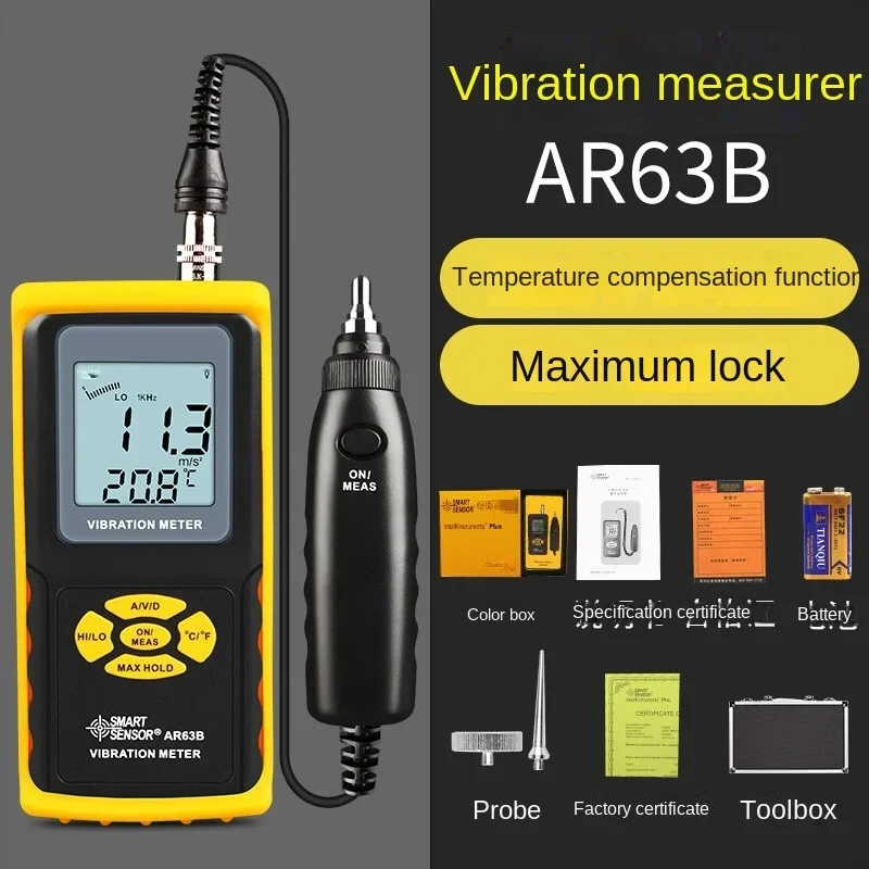 Smart Sensor AR63B Digital Precision Vibration Meter Tester Gauge Analyzer 3