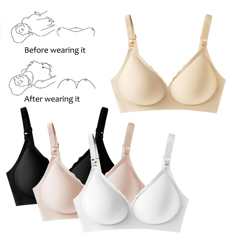 2pcs/Set Maternity Bra with Push-up Front To Prevent Sagging Seamless Breathable and Comfortable Nursing Push-up Bra